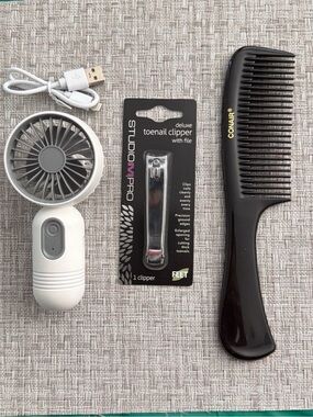 White USB Rechargeable Handheld Mini Fan - Portable Personal Cooling